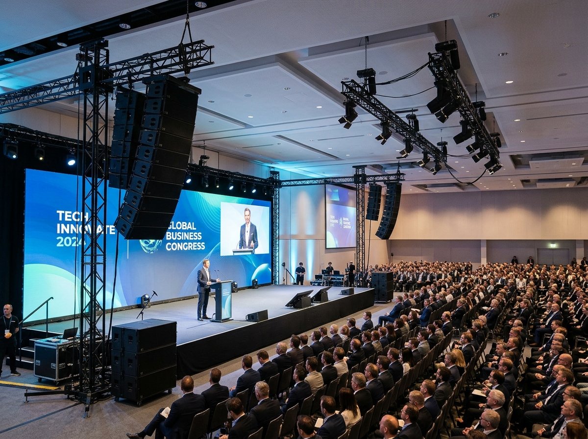 Sistemas line array y sonorización para convenciones y congresos